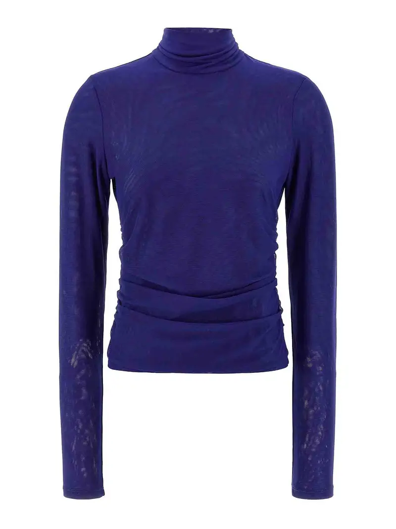 Maglione con arricciature in rete Blu