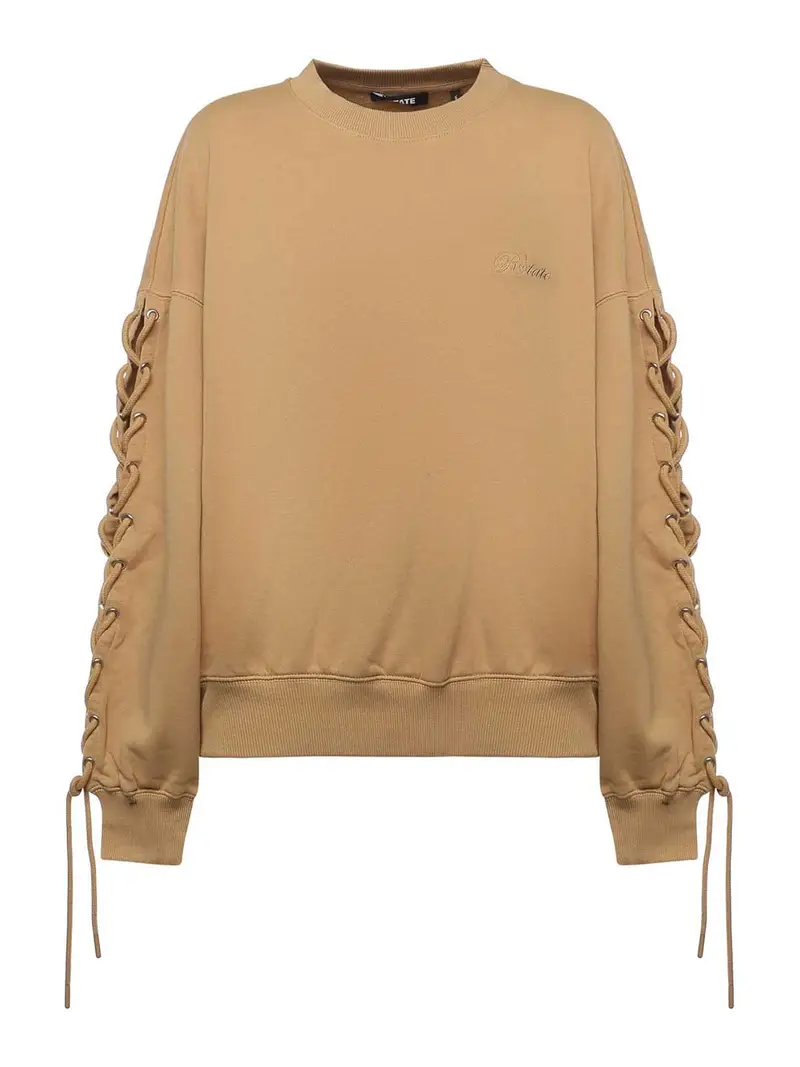Maglione con lacci in cotone Beige