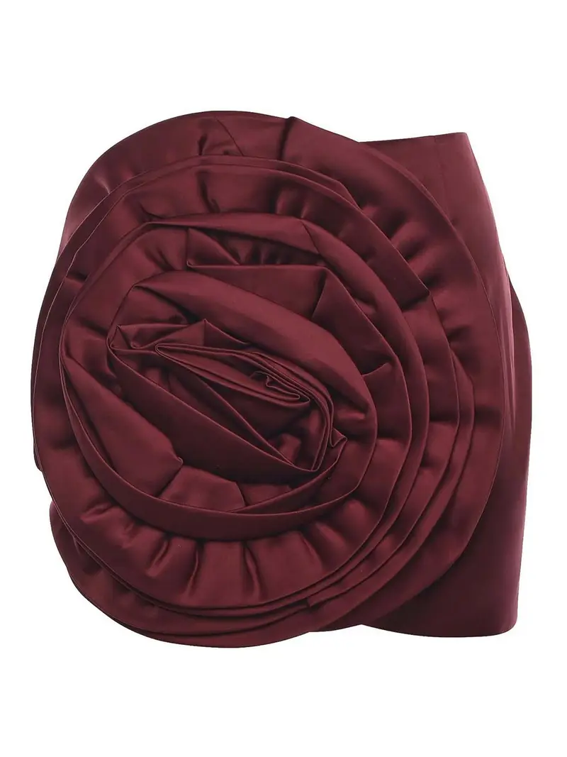 Minigonna In Raso Con Fiore Viola