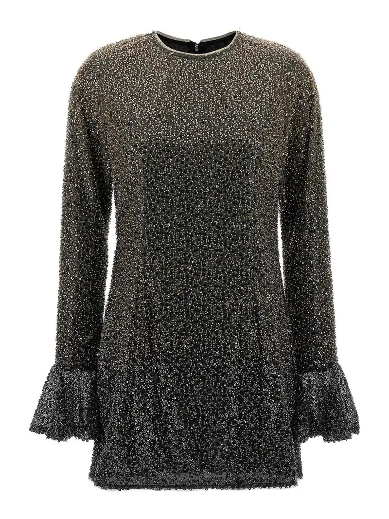 MiniVestito Ls con perline Marrone