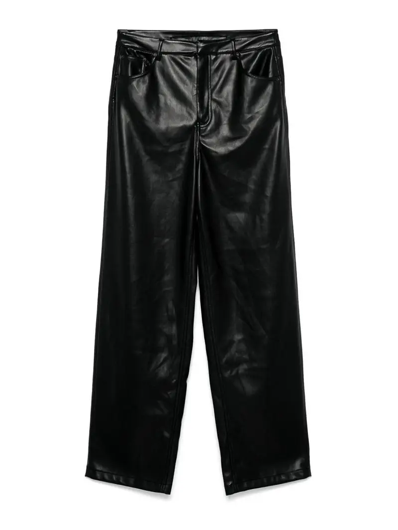 Pantaloni a gamba larga in similpelle Nero