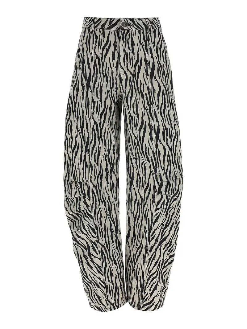 Pantaloni da carico in twill stampati Animalier