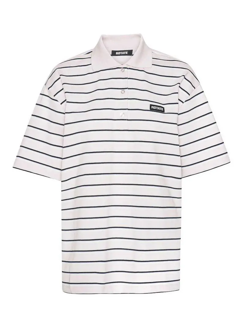 Polo In Cotone Bianco Con Righe Blu Color Carne E Neutri