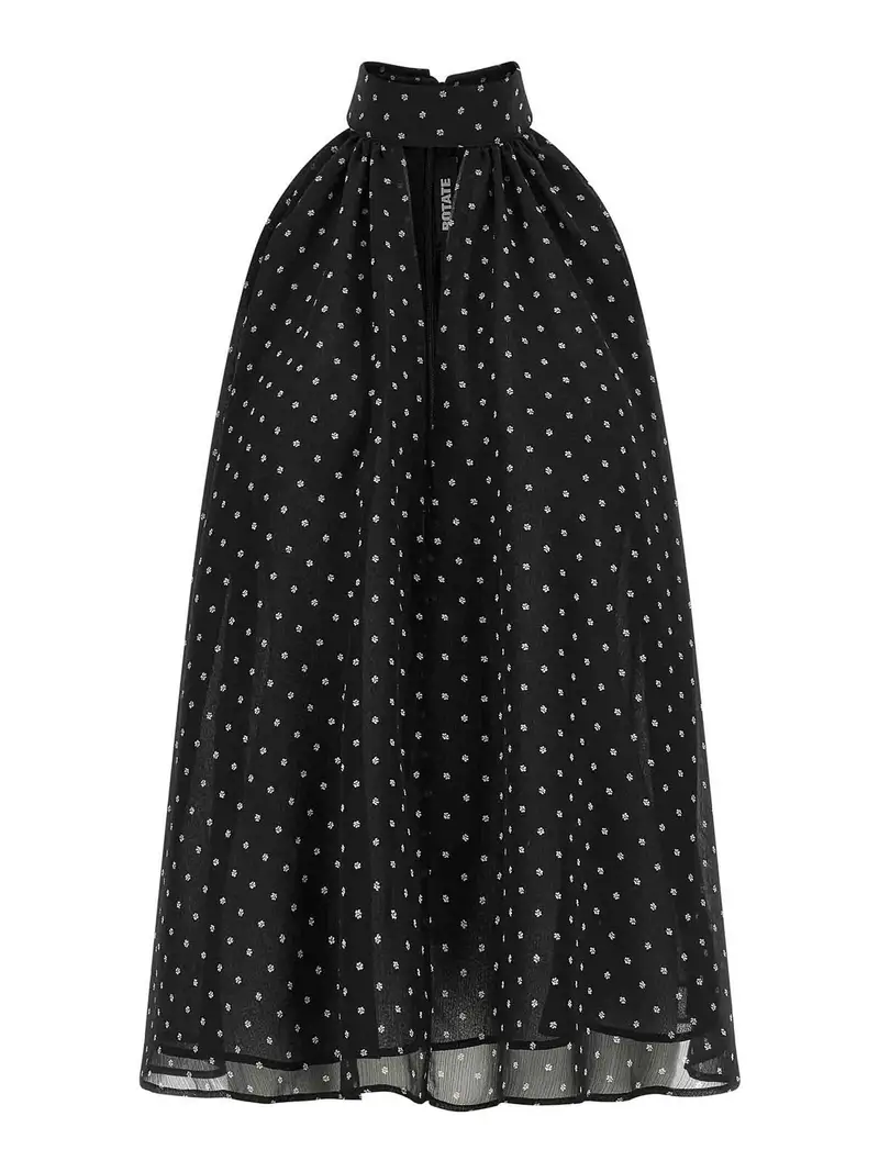 Top con fiocco al collo Nero