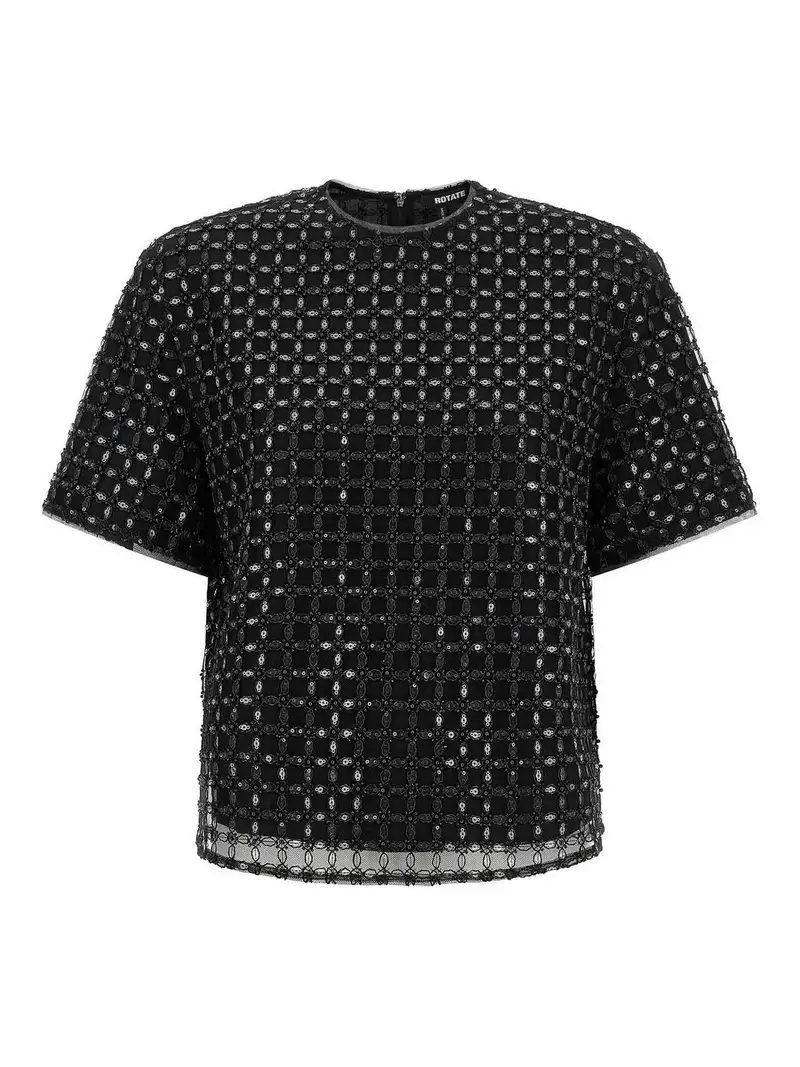 Top oversize con perline Nero