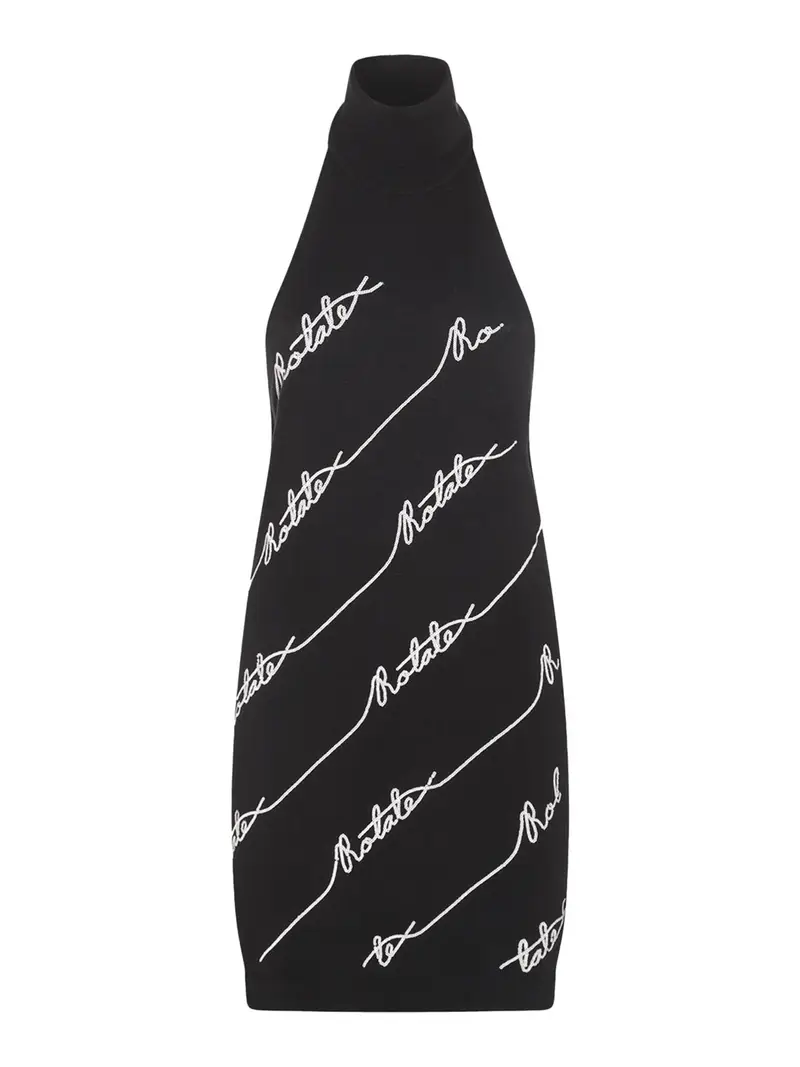 Vestito elasticizzato in misto cotone nero