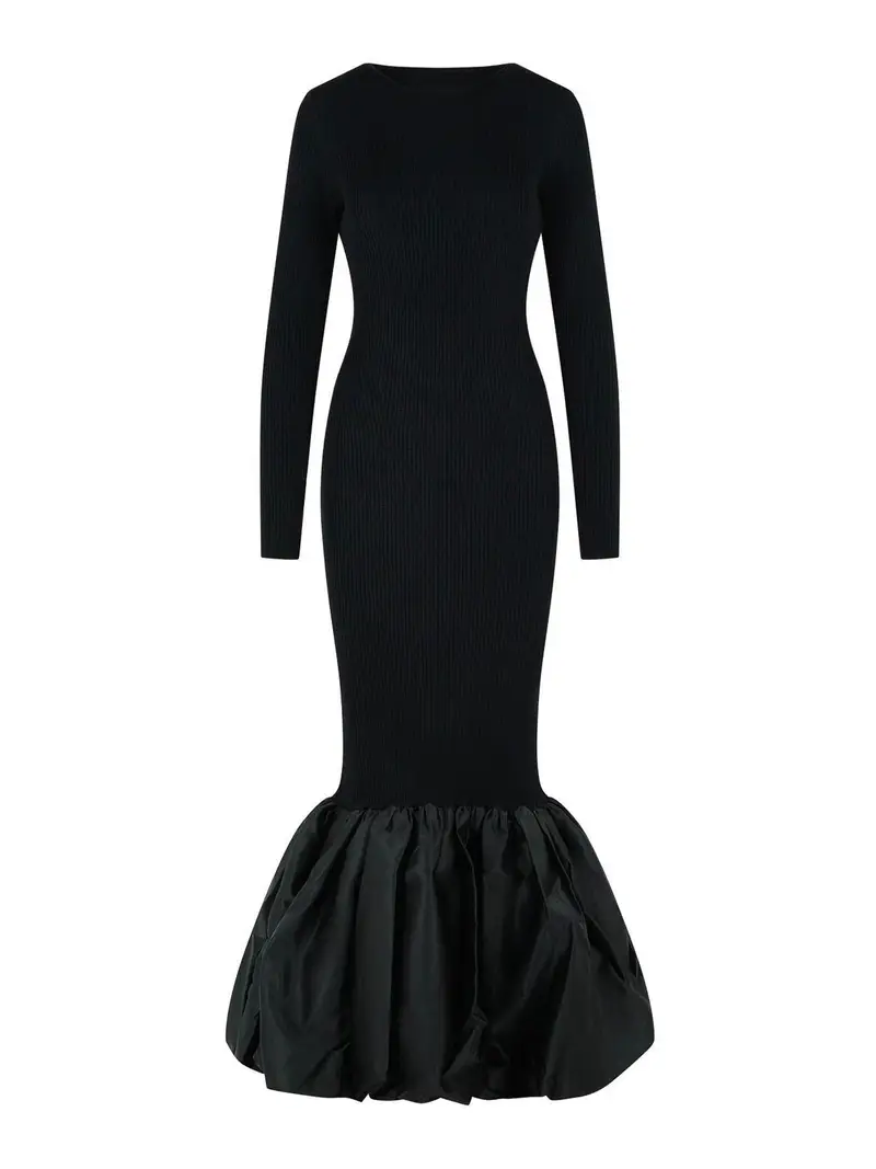 Vestito Lungo In Misto Viscosa Nero