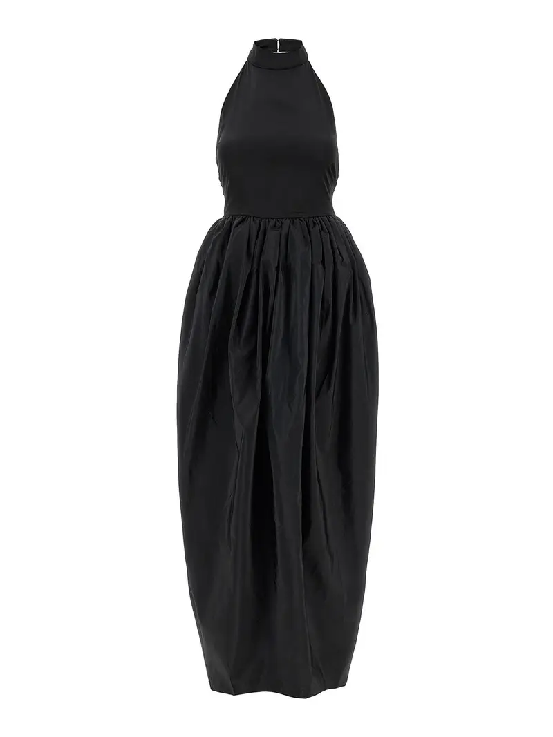 Vestito lungo in taffetÃ di raso Nero