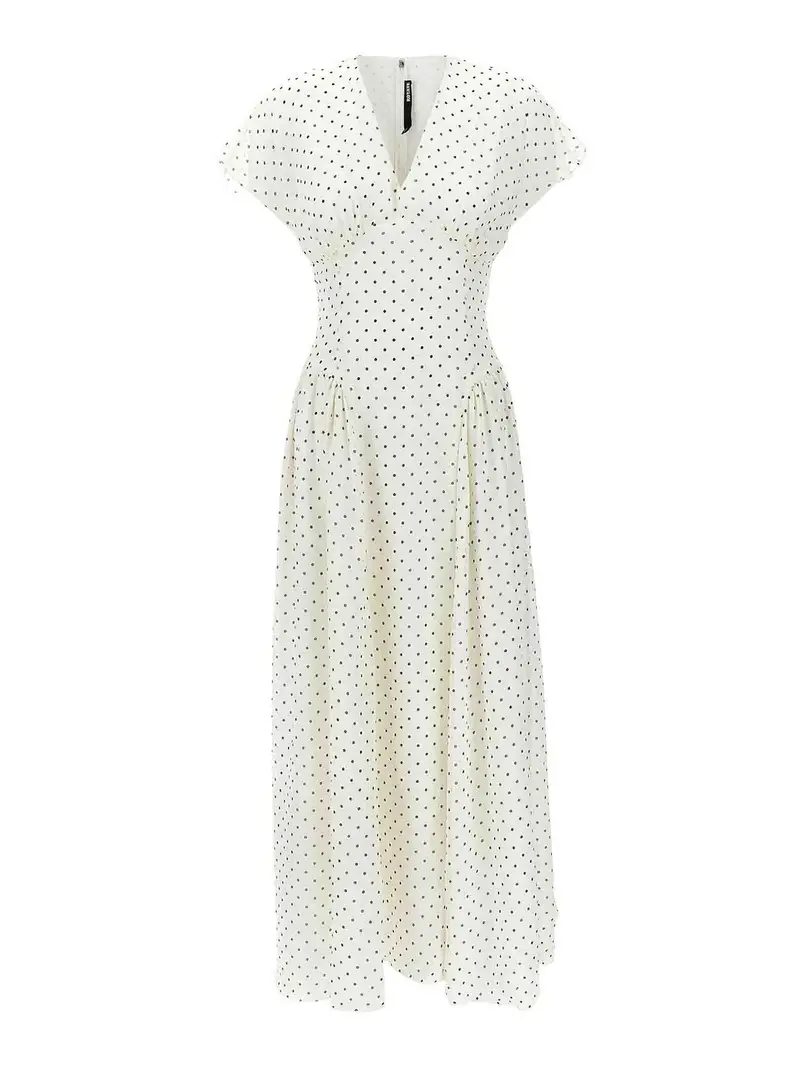 Vestito maxi a pois dot Bianco