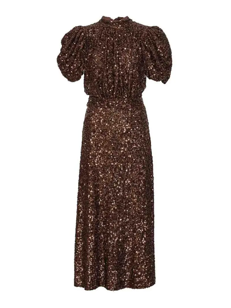 Vestito Paillettes Cicoria Cammello