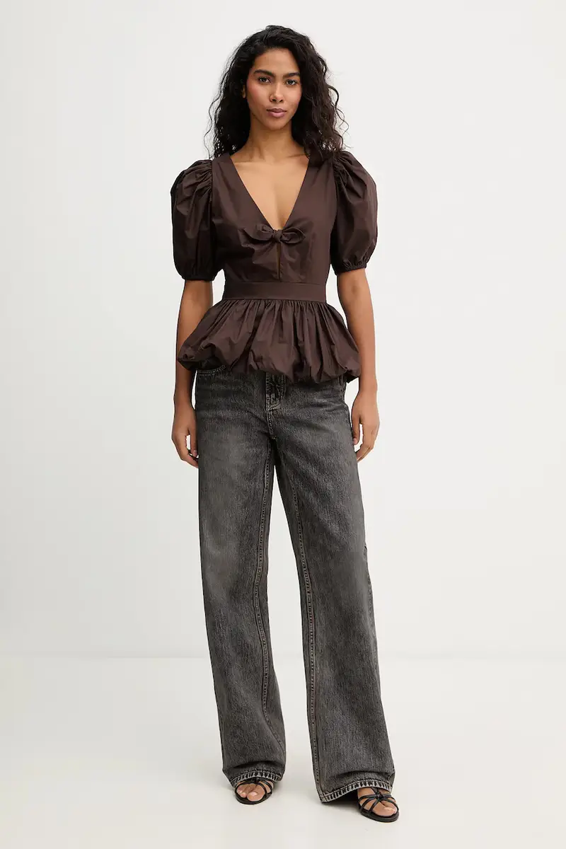 camicetta in cotone Marrone miniatura 2