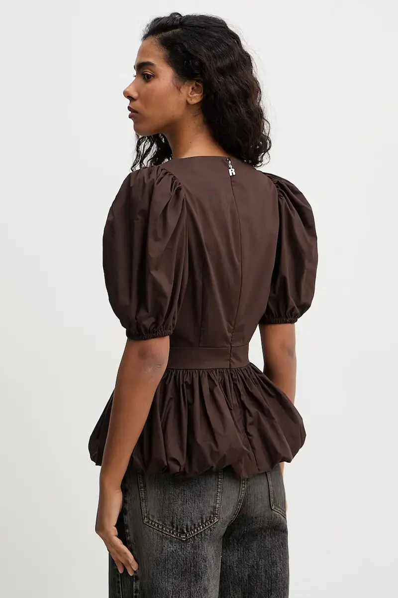 camicetta in cotone Marrone miniatura 3