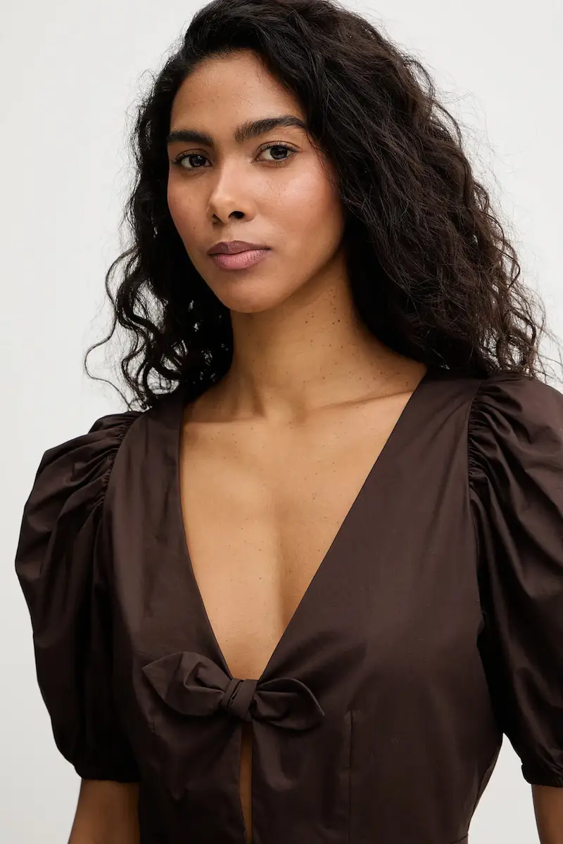 camicetta in cotone Marrone miniatura 4