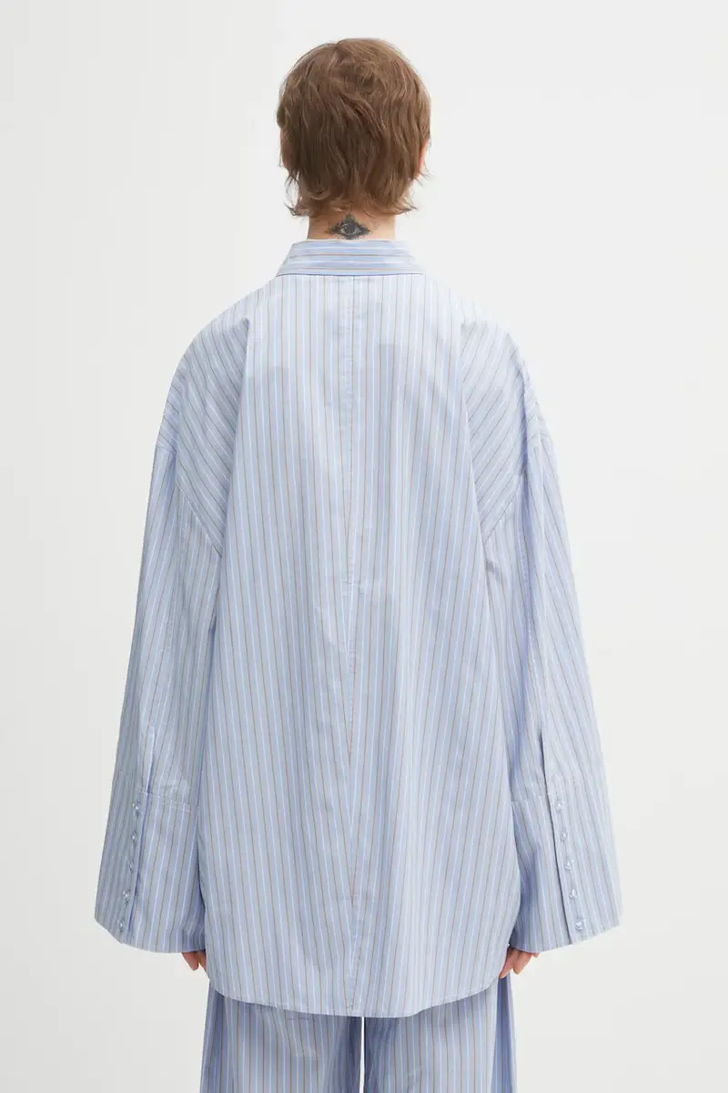 camicia in cotone Blu miniatura 3