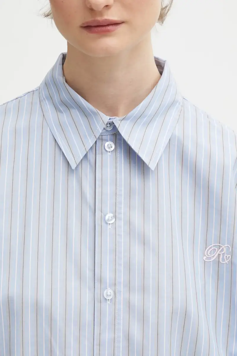 camicia in cotone Blu miniatura 4