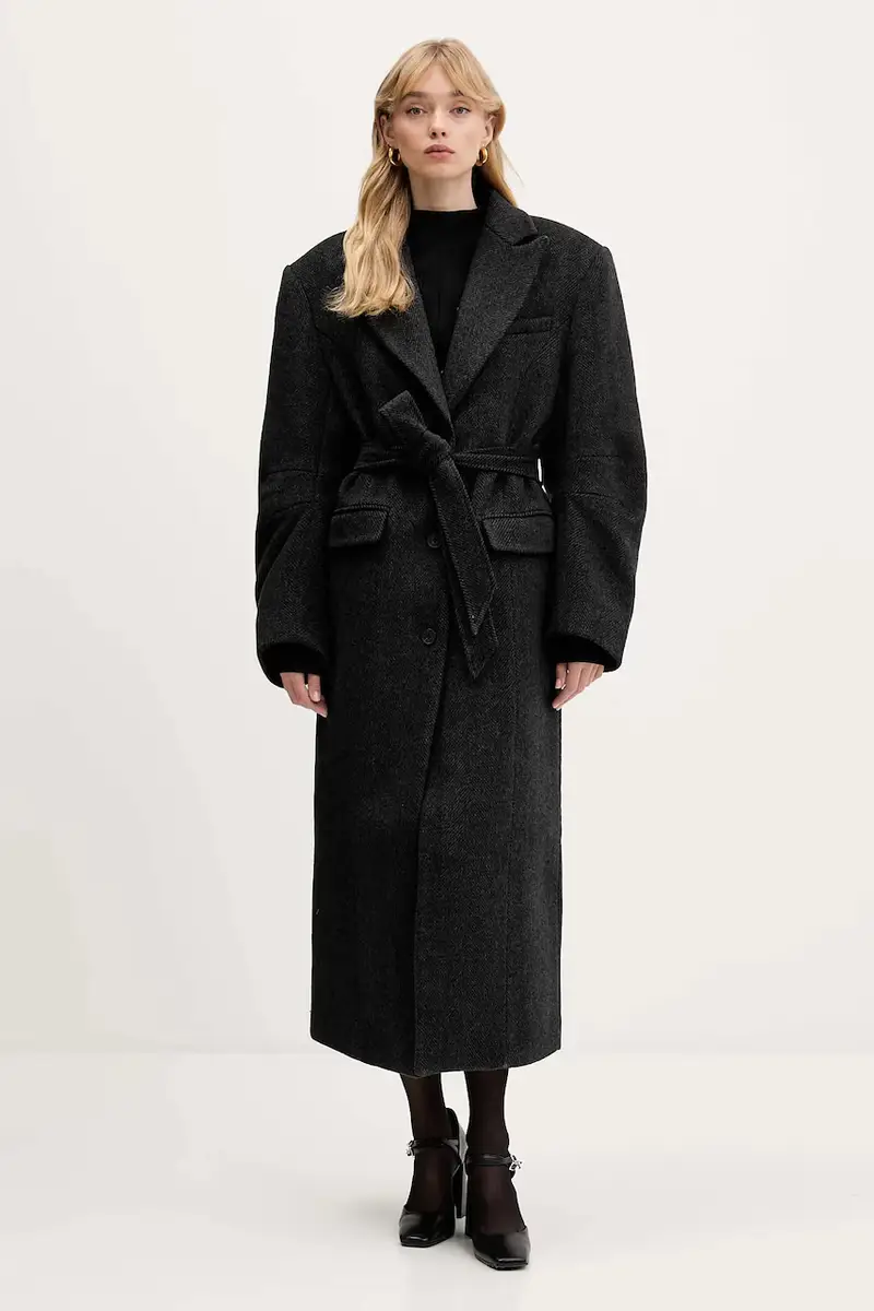 cappotto con lana Grigio miniatura 3