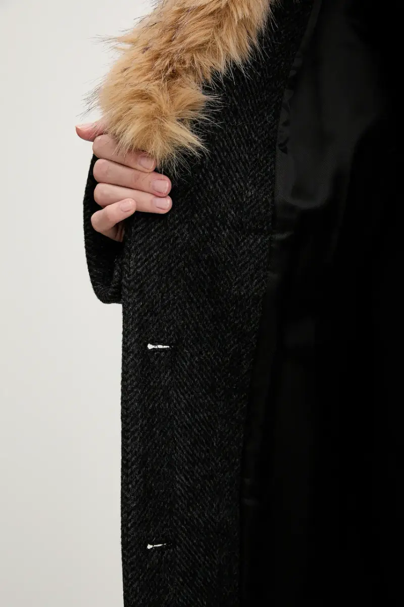 cappotto con lana Grigio miniatura 5