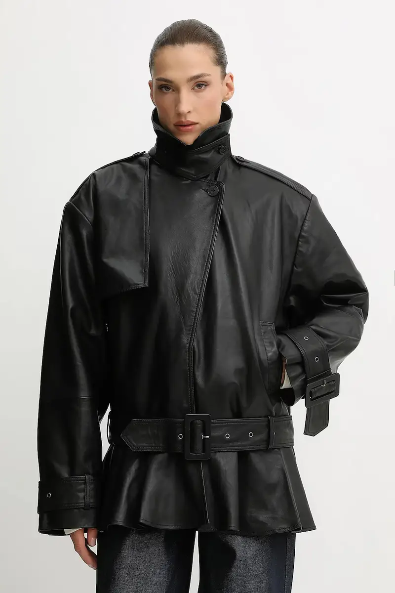 Rotate Cappotto in pelle nero