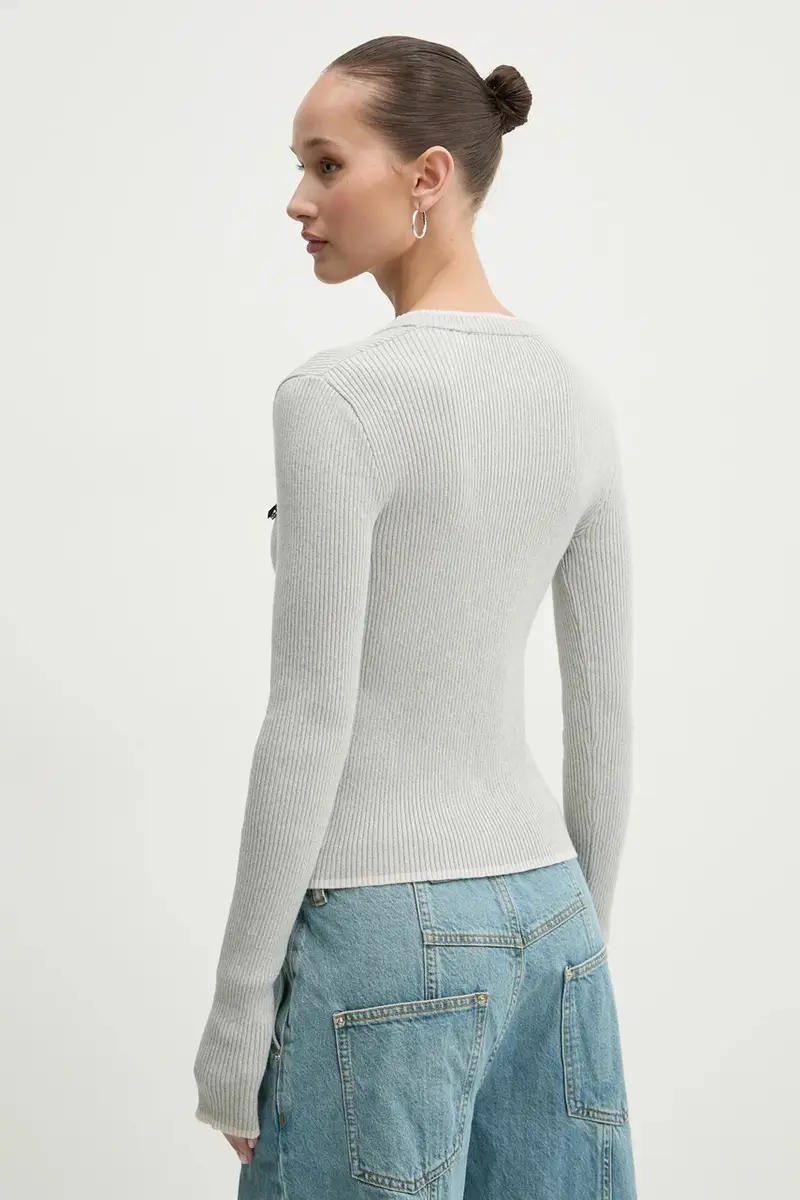 cardigan con aggiunta di cachemire colore grigio 1133683024 miniatura 3