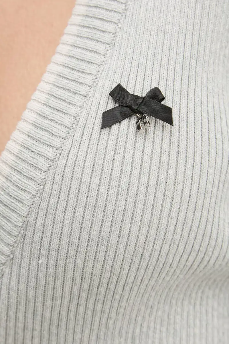 cardigan con aggiunta di cachemire colore grigio 1133683024 miniatura 5