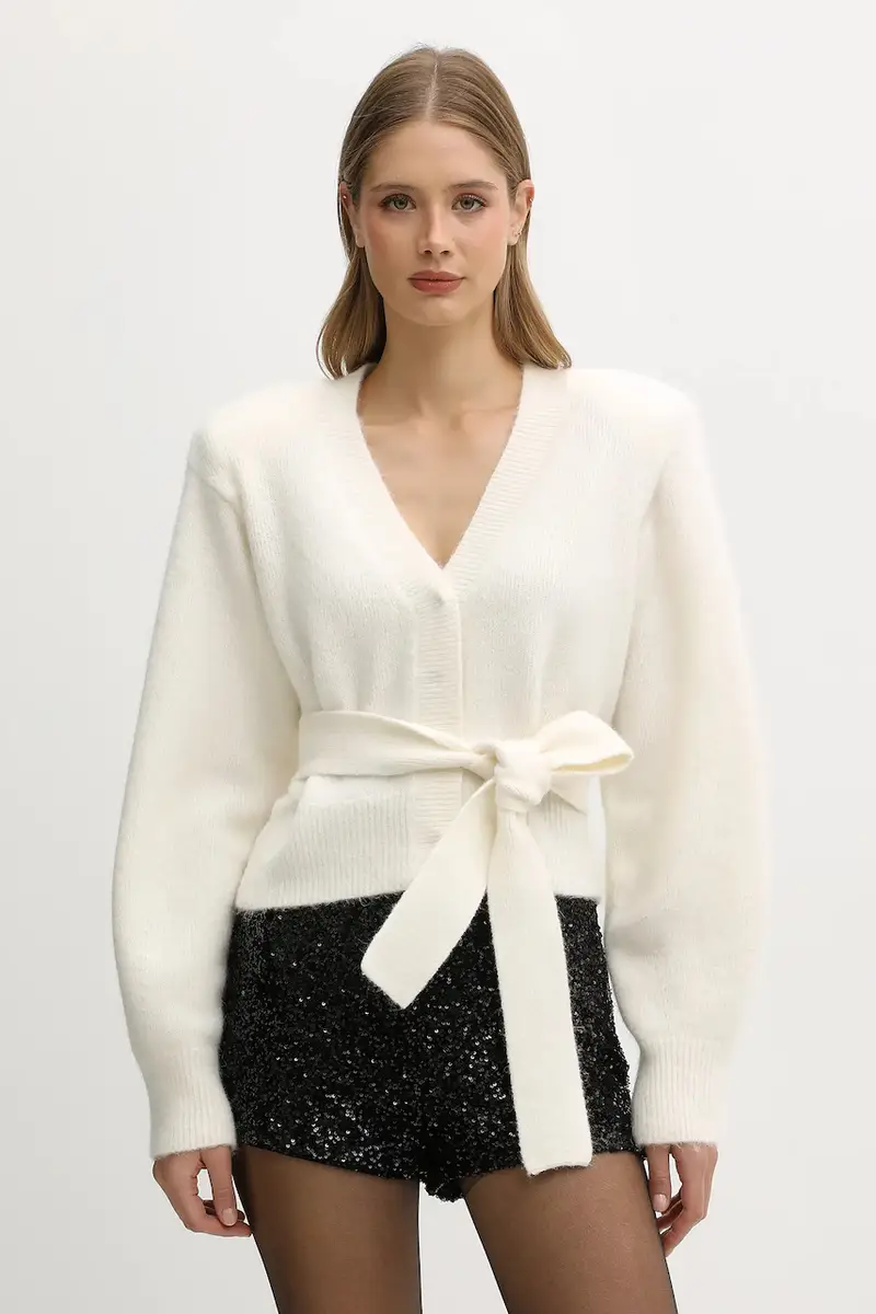 cardigan con lana colore beige 114736857