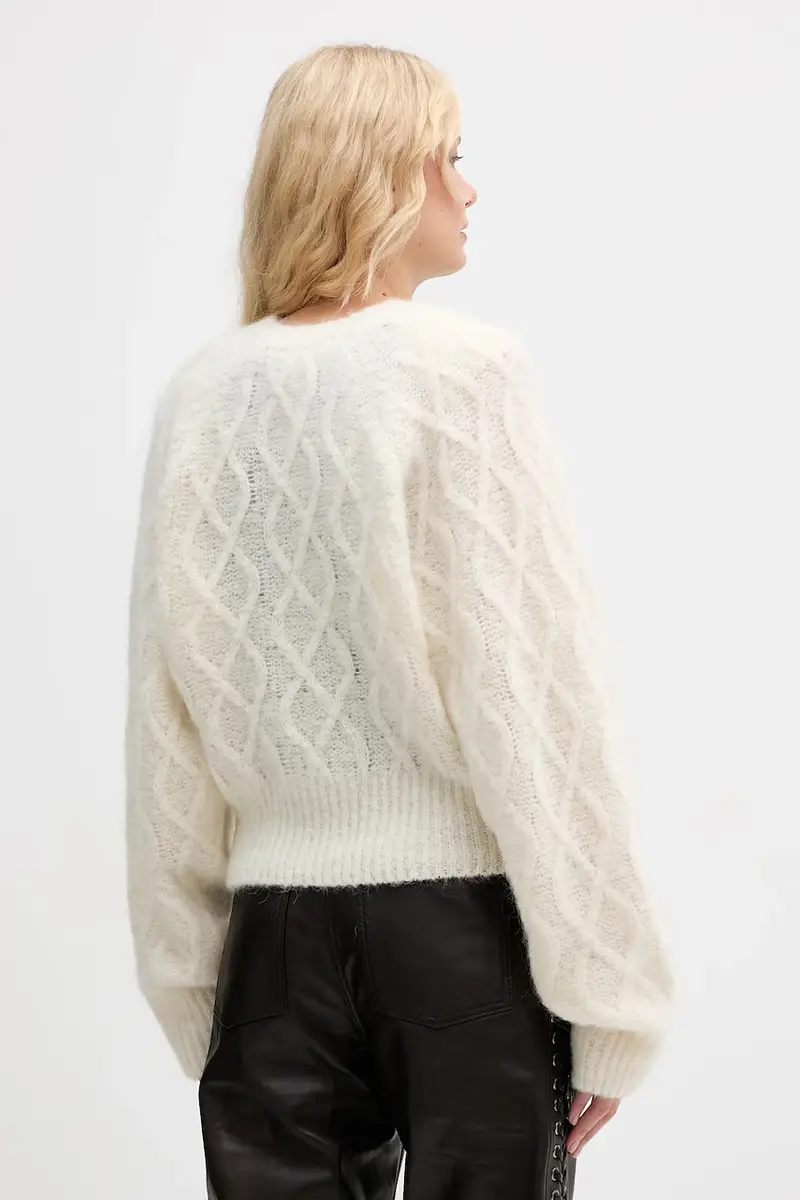 cardigan con lana colore beige 1154592344 miniatura 3