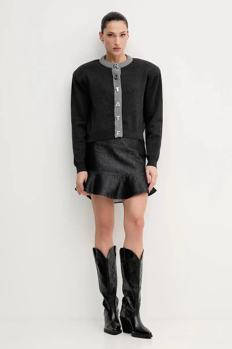 cardigan con lana colore grigio 1149033086 miniatura 2