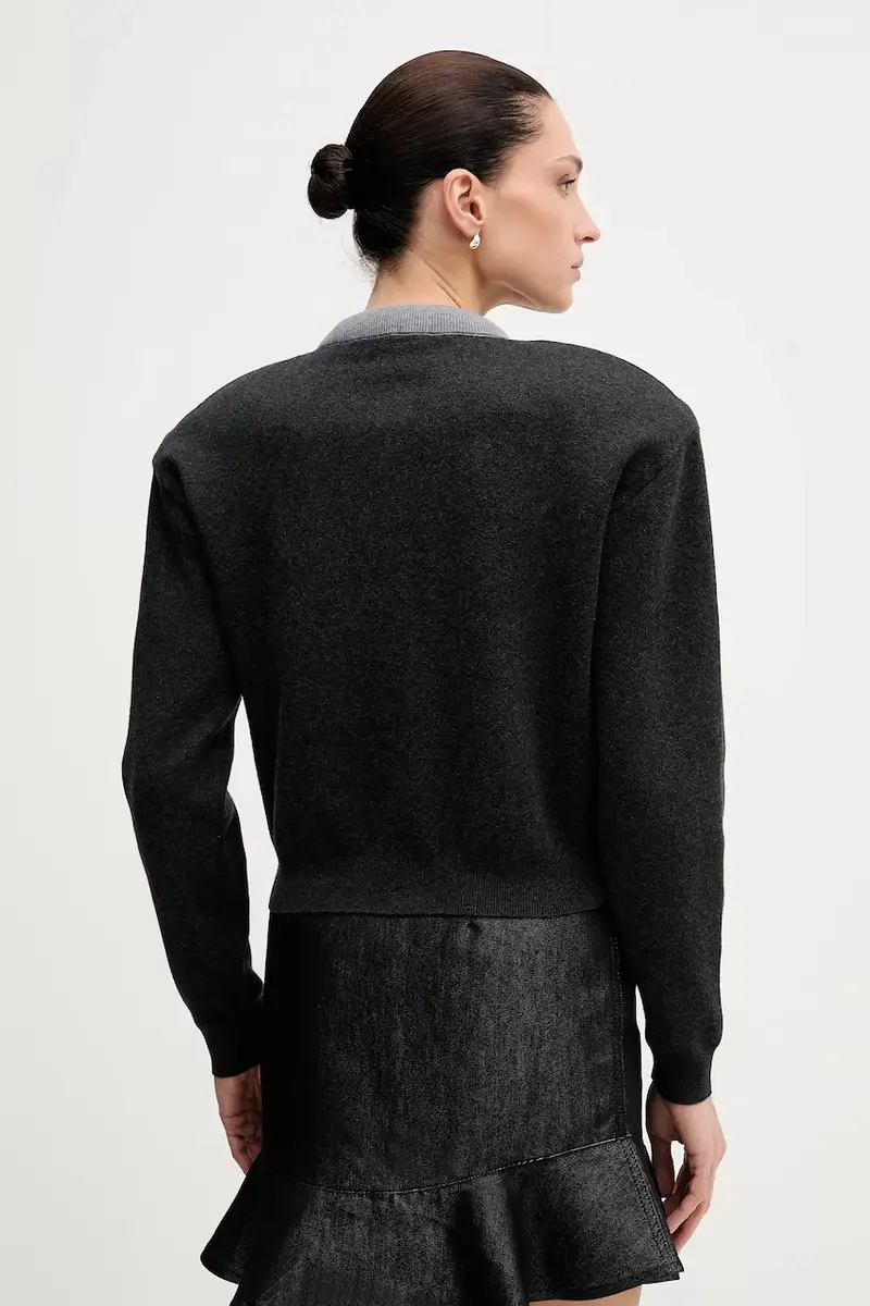 cardigan con lana colore grigio 1149033086 miniatura 3