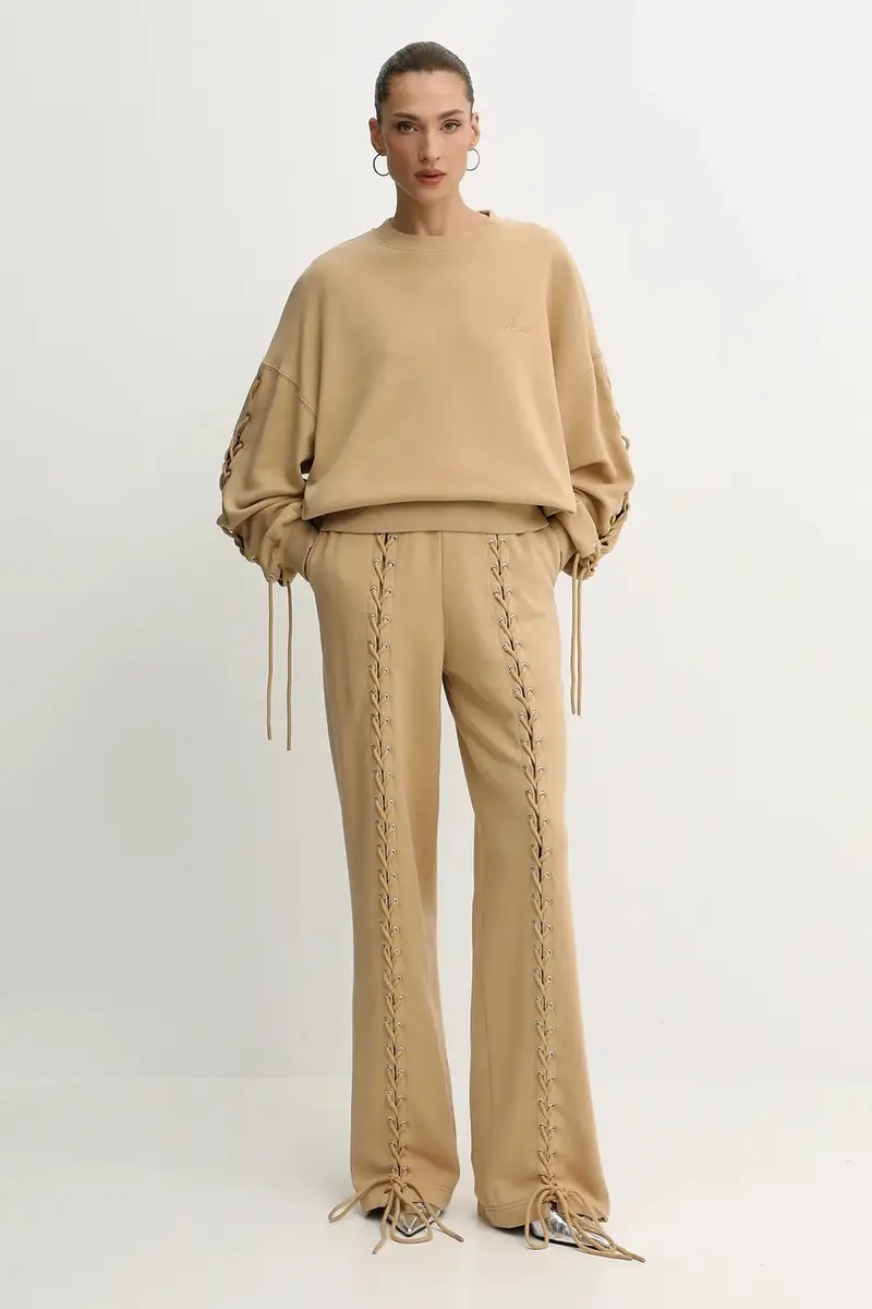 felpa in cotone donna colore beige 115468654 miniatura 2