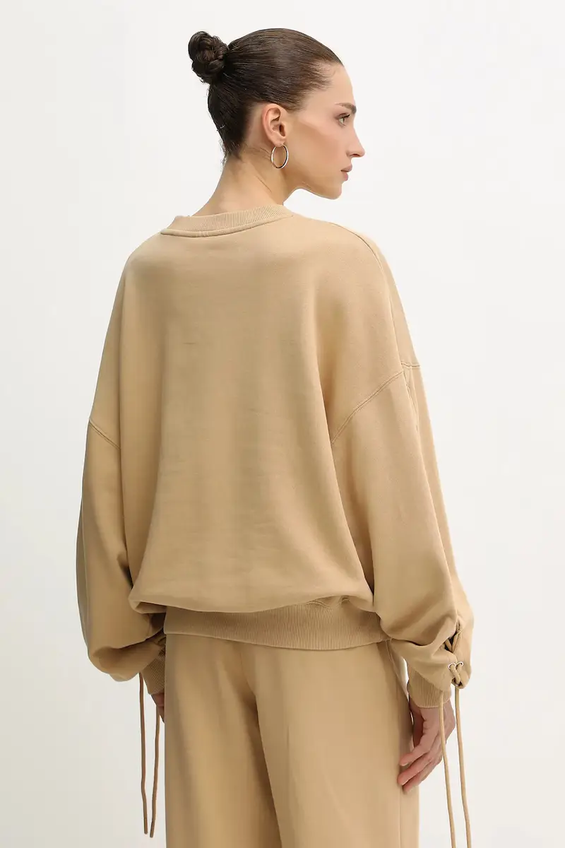 felpa in cotone donna colore beige 115468654 miniatura 3