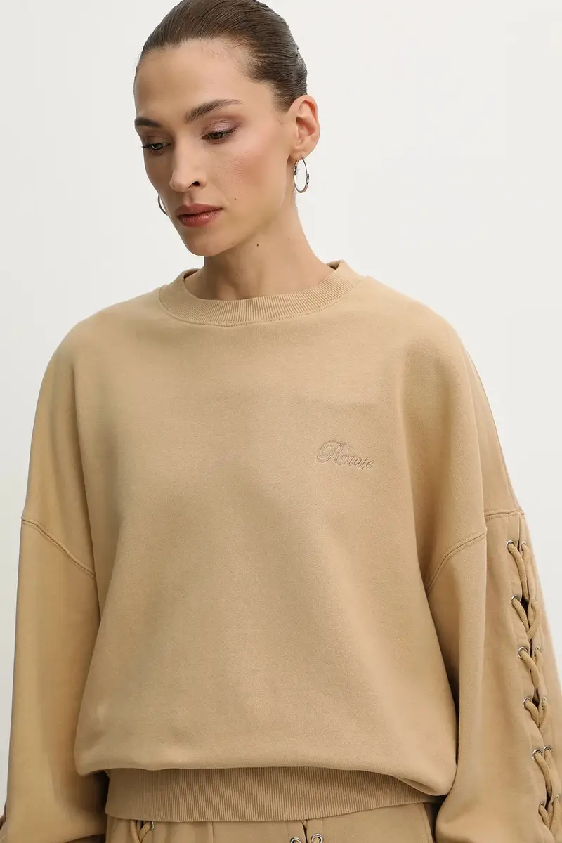 felpa in cotone donna colore beige 115468654 miniatura 4