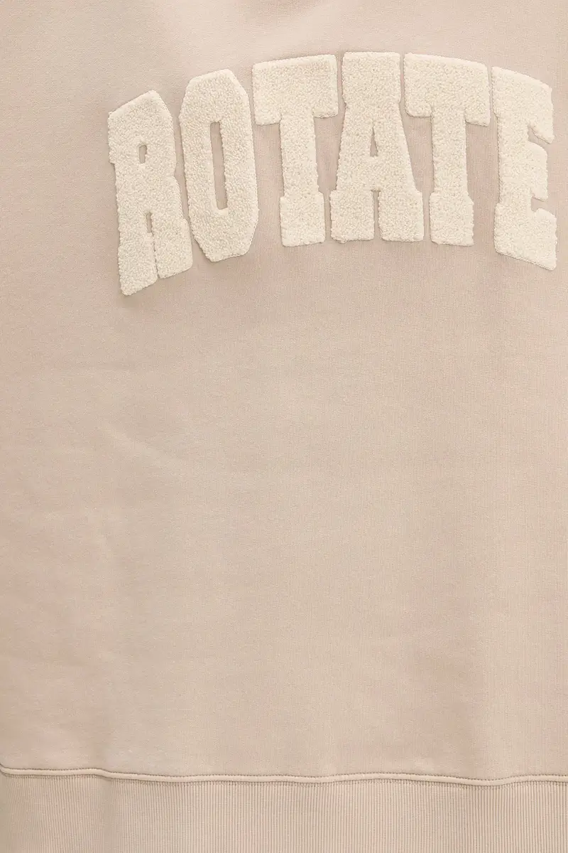 felpa in cotone donna colore beige con applicazione 115316532 miniatura 5