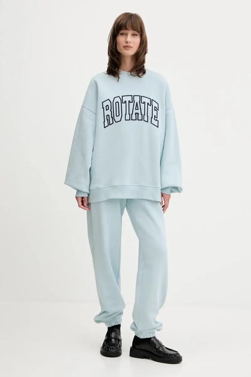 felpa in cotone donna colore blu con applicazione 114376184 miniatura 2