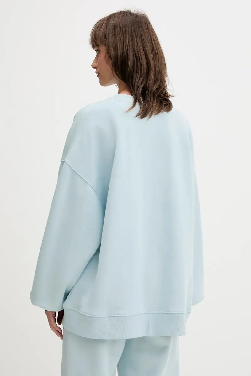 felpa in cotone donna colore blu con applicazione 114376184 miniatura 3