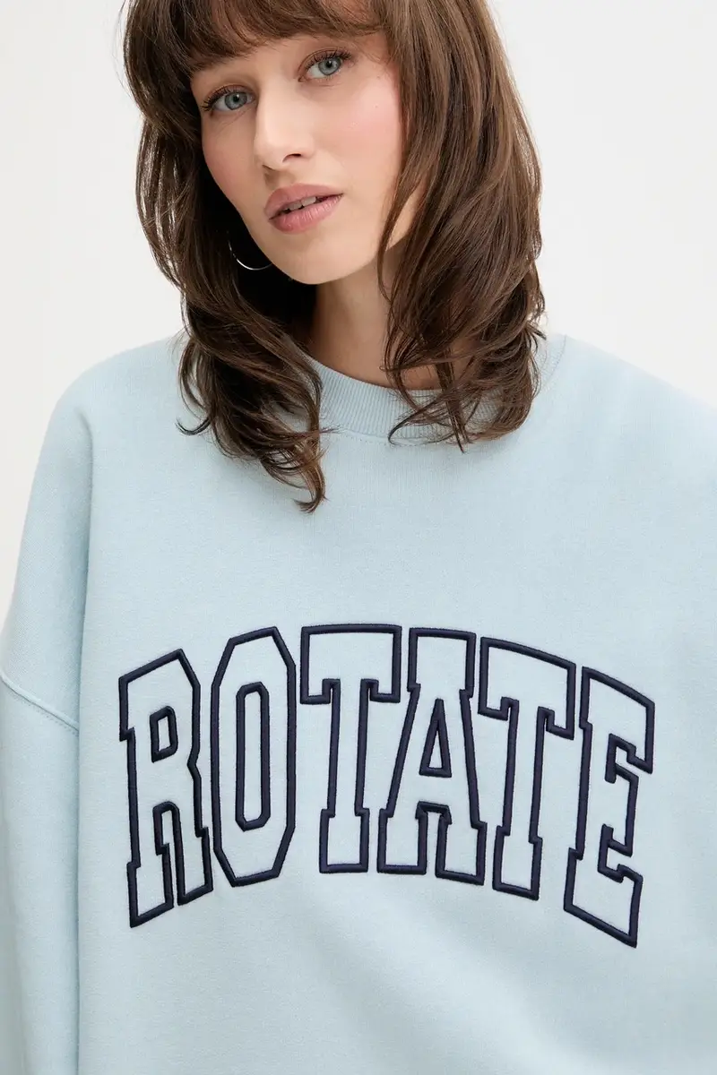 felpa in cotone donna colore blu con applicazione 114376184 miniatura 4