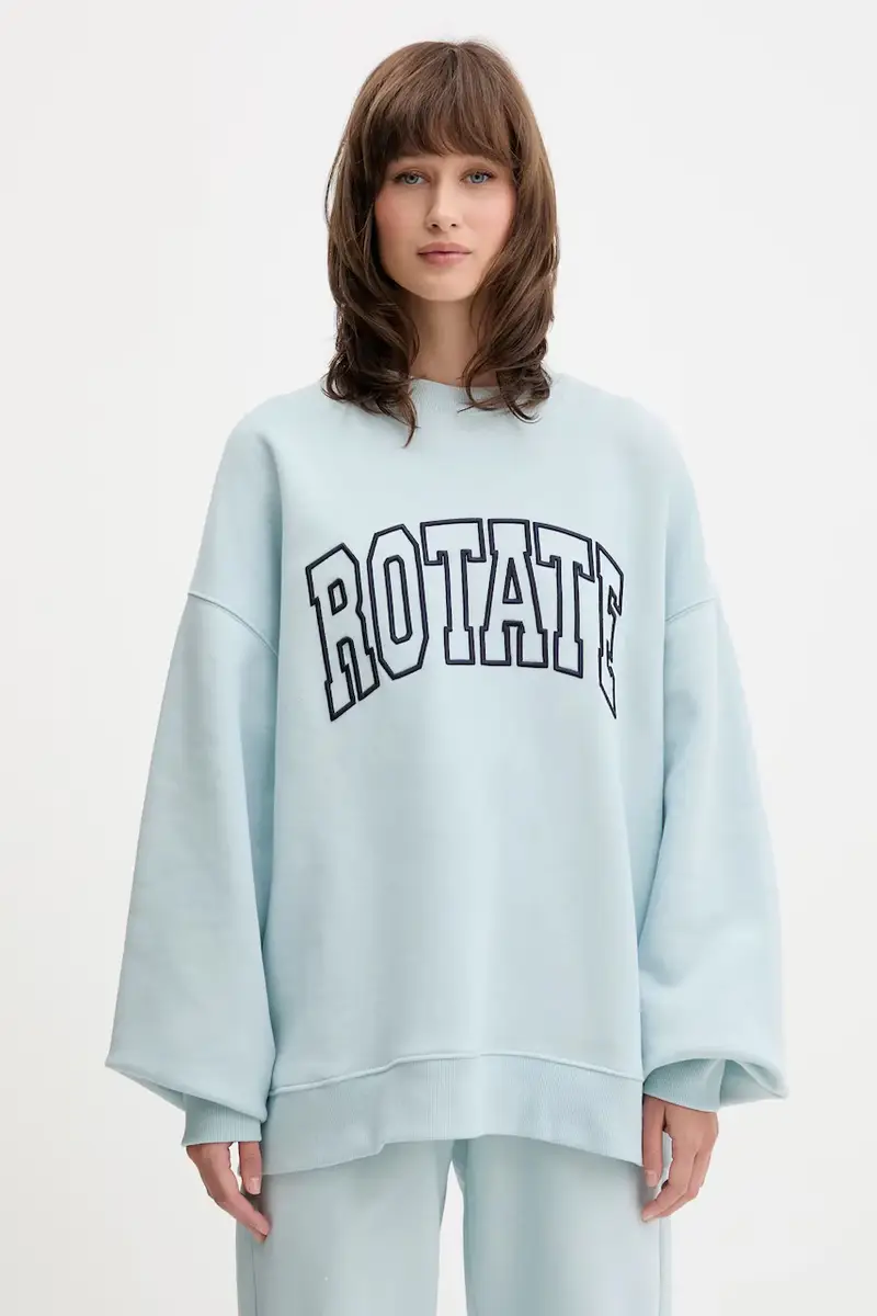 felpa in cotone donna colore blu con applicazione 114376184