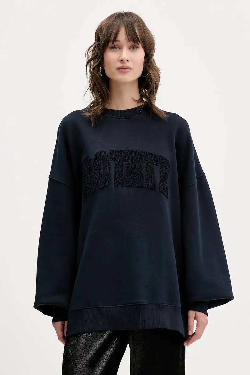 felpa in cotone donna colore blu navy con applicazione 1153162318