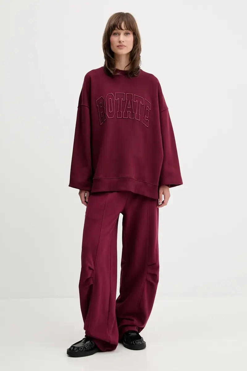 felpa in cotone donna colore granata con applicazione 1143762734 miniatura 2