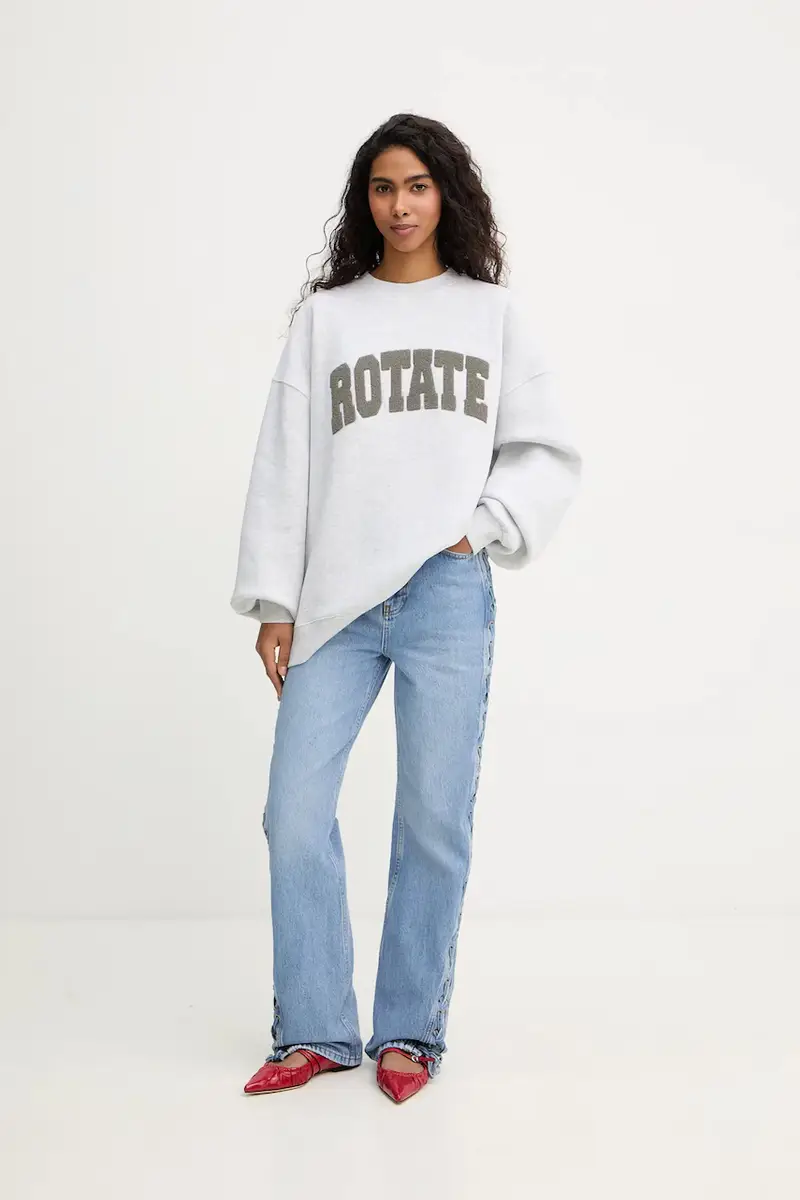 felpa in cotone donna colore grigio con applicazione 1158341473 miniatura 2