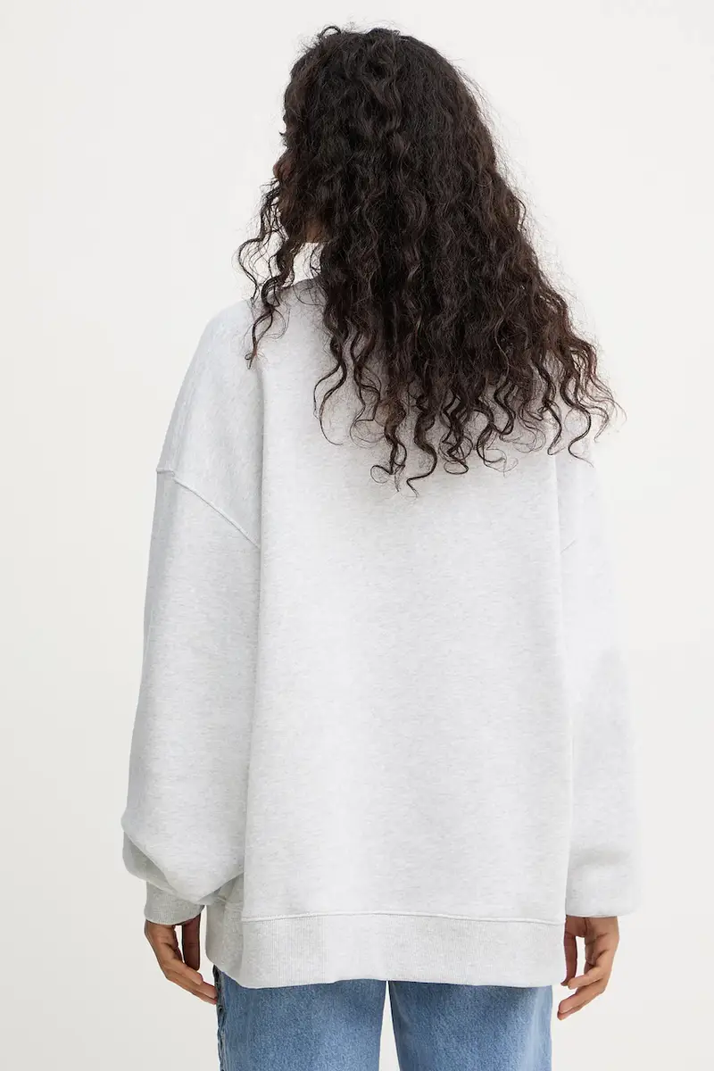 felpa in cotone donna colore grigio con applicazione 1158341473 miniatura 3