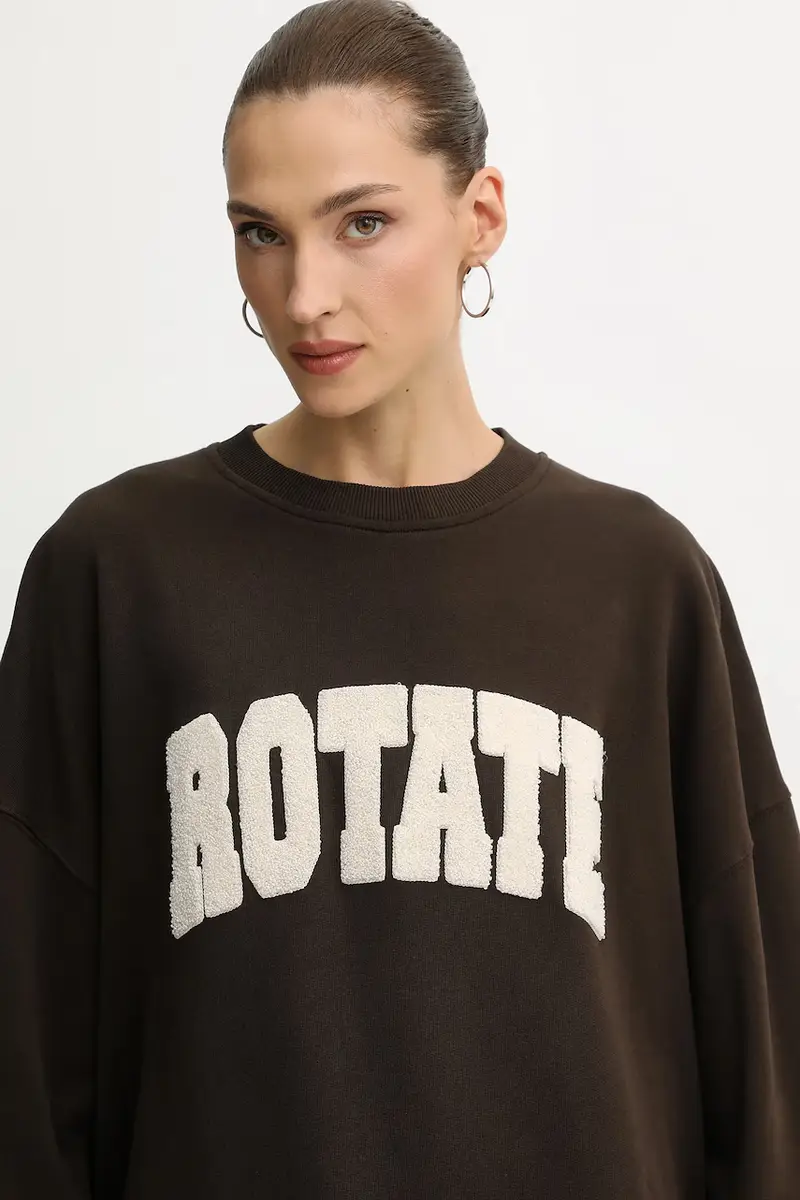 felpa in cotone donna colore marrone con applicazione 1153161667 miniatura 4