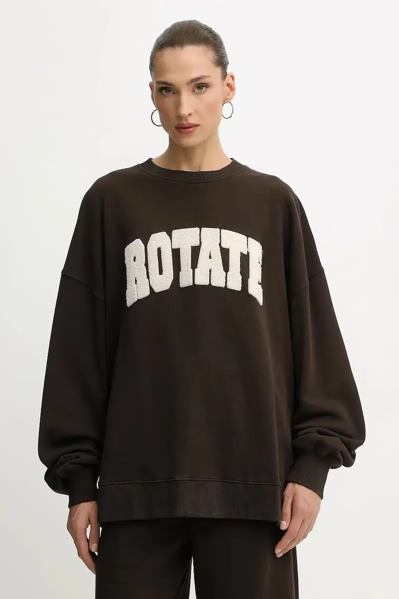 felpa in cotone donna colore marrone con applicazione 1153161667