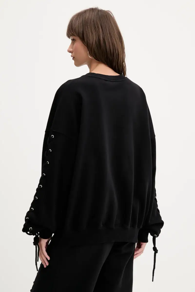 felpa in cotone donna colore nero 114390100 miniatura 3