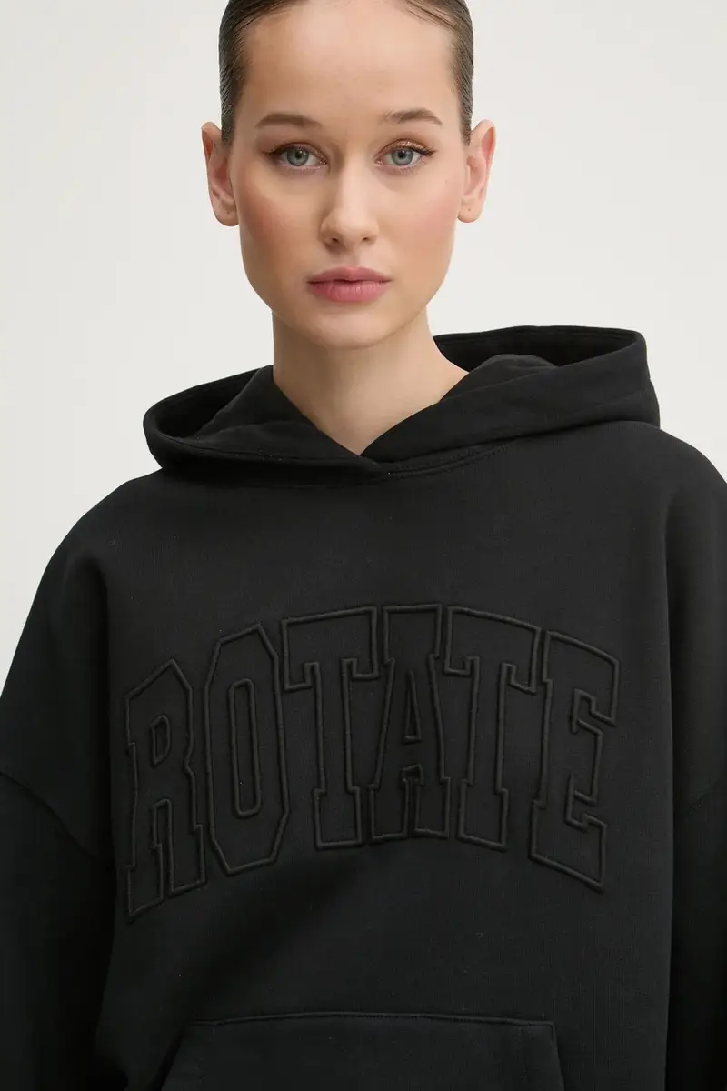 felpa in cotone donna colore nero con cappuccio con applicazione 113449100 miniatura 4