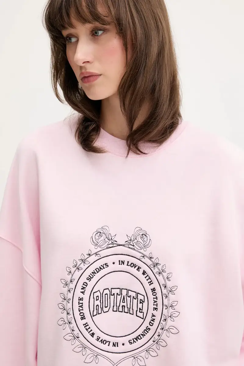 felpa in cotone donna colore rosa con applicazione 114425191 miniatura 4