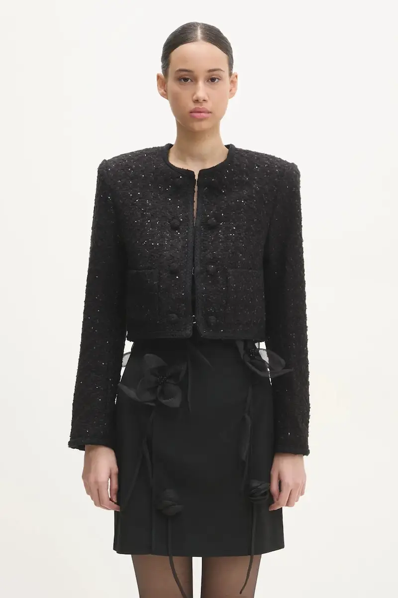 giacca in misto lana Boucle Crop colore nero 113086100