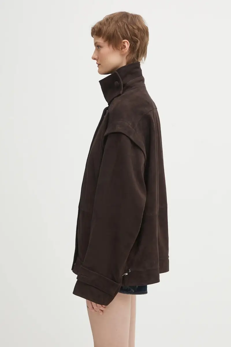 giacca in pelle scamosciata Marrone miniatura 2