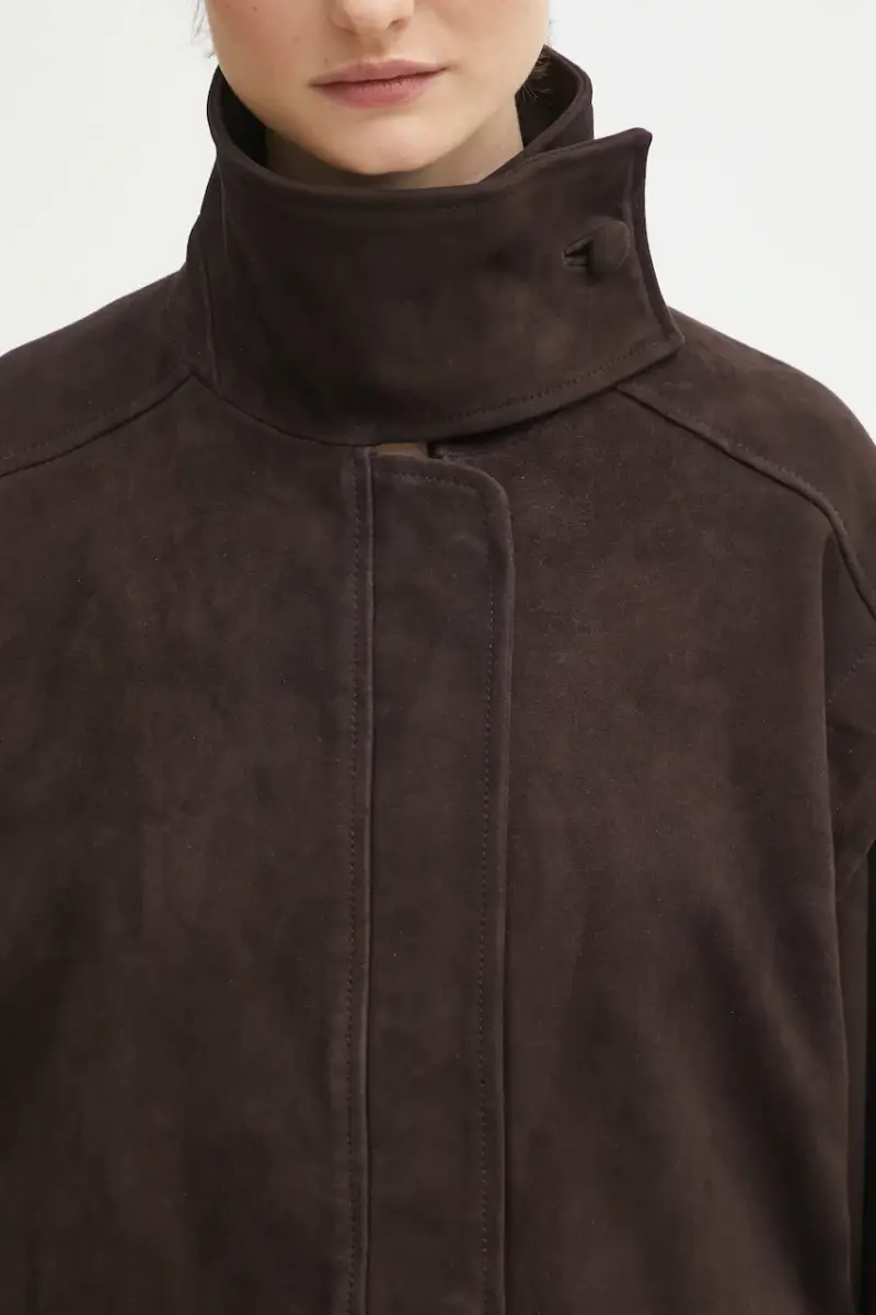 giacca in pelle scamosciata Marrone miniatura 5