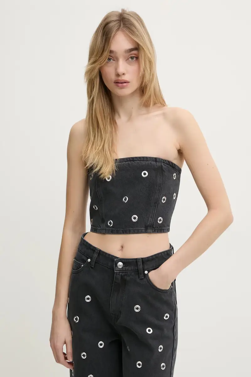 maglietta jeans 0 donna colore grigio con applicazione 1140052998