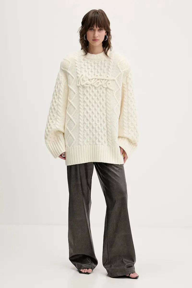 maglione con lana colore beige 114301857 miniatura 2